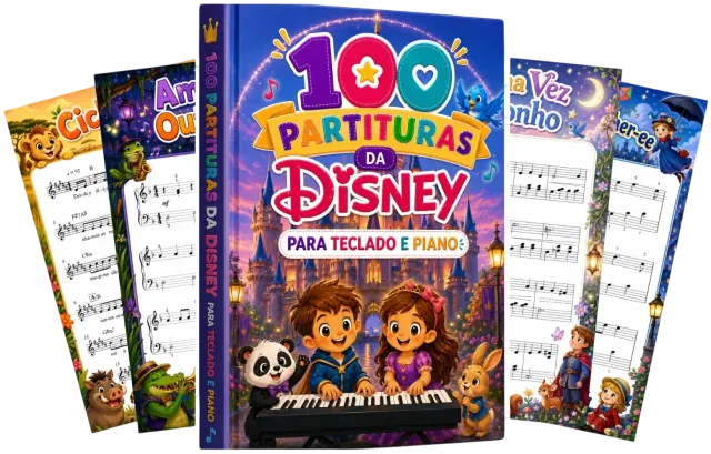 Material principal com 100 músicas da Disney em partituras